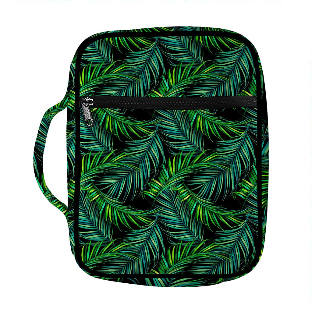 Night Tropical Palm Leaves Pattern Print Front Pocket Bible Bag