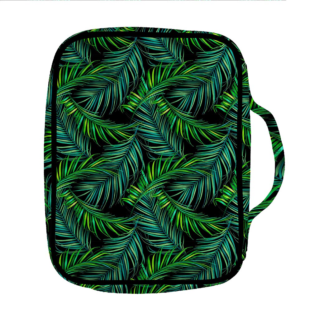 Night Tropical Palm Leaves Pattern Print Front Pocket Bible Bag
