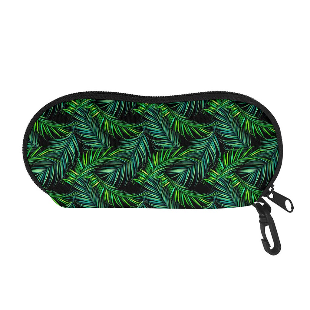 Night Tropical Palm Leaves Pattern Print Glasses Case