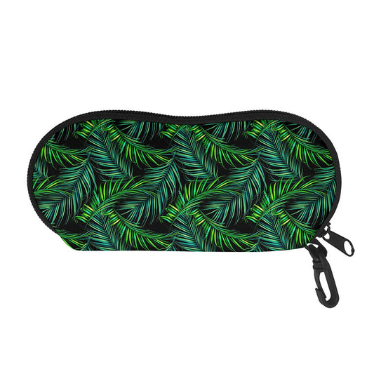 Night Tropical Palm Leaves Pattern Print Glasses Case