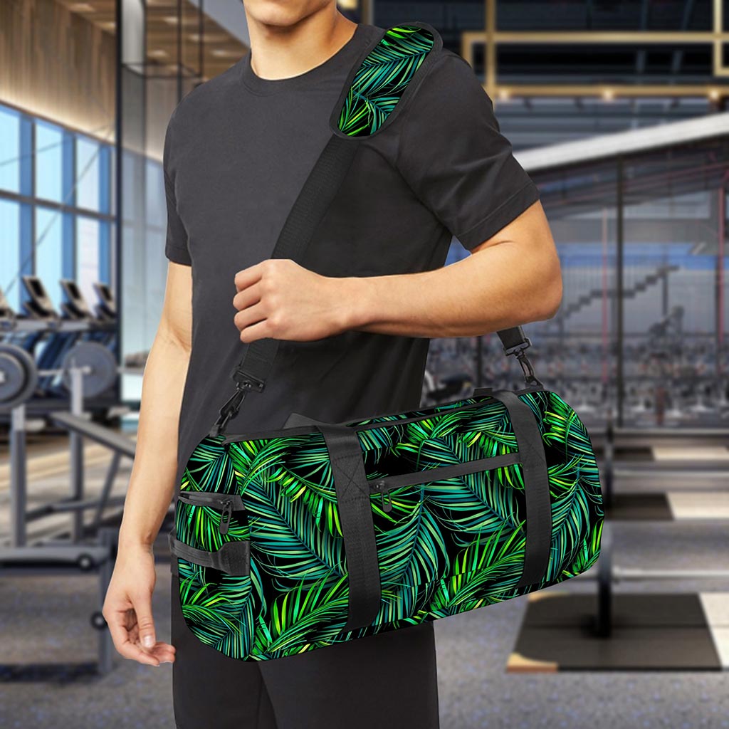 Night Tropical Palm Leaves Pattern Print Gym Bag