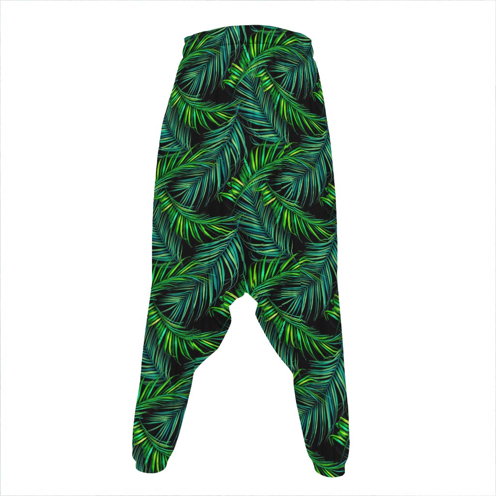 Night Tropical Palm Leaves Pattern Print Hammer Pants