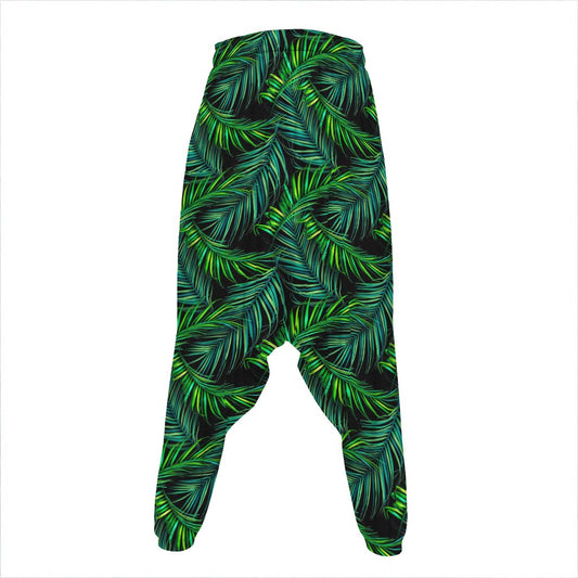 Night Tropical Palm Leaves Pattern Print Hammer Pants