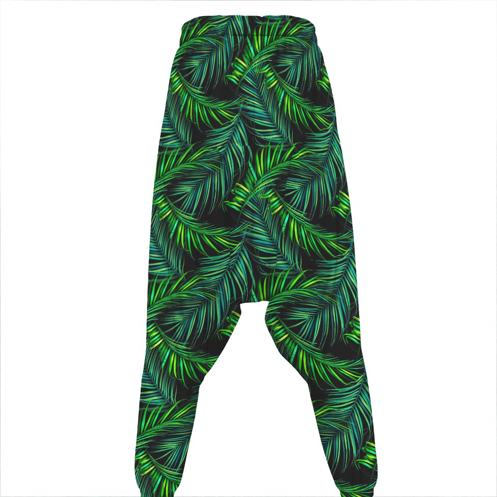 Night Tropical Palm Leaves Pattern Print Hammer Pants