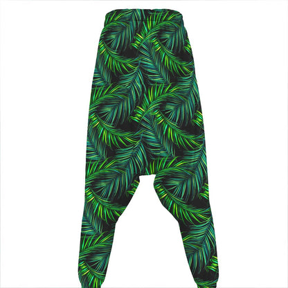 Night Tropical Palm Leaves Pattern Print Hammer Pants