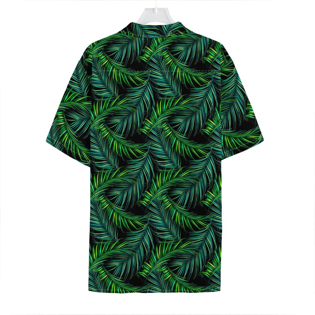 Night Tropical Palm Leaves Pattern Print Hawaiian Shirt
