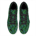 Night Tropical Palm Leaves Pattern Print High Top Leather Sneakers