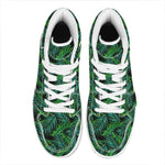 Night Tropical Palm Leaves Pattern Print High Top Leather Sneakers