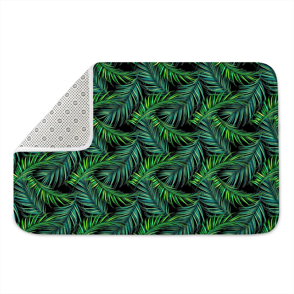 Night Tropical Palm Leaves Pattern Print Indoor Door Mat