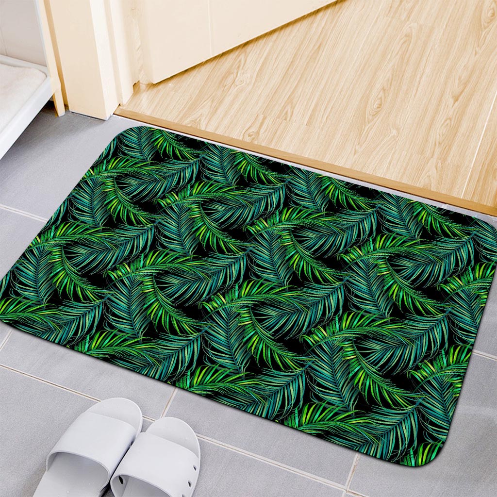 Night Tropical Palm Leaves Pattern Print Indoor Door Mat