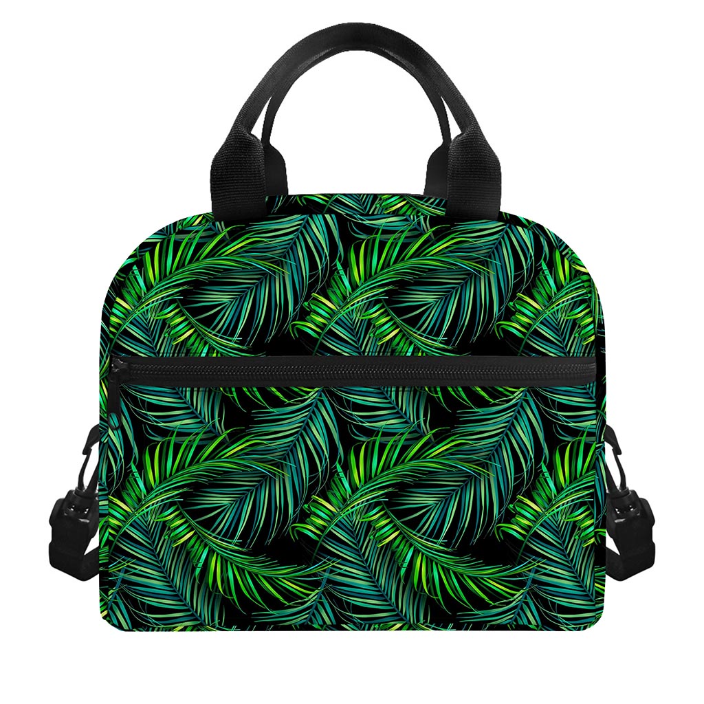 Night Tropical Palm Leaves Pattern Print Insulated Lunch Bag