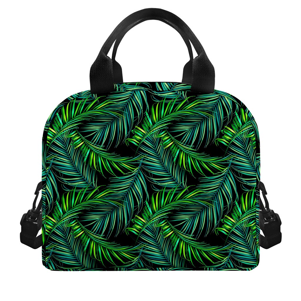 Night Tropical Palm Leaves Pattern Print Insulated Lunch Bag