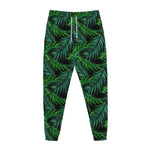 Night Tropical Palm Leaves Pattern Print Jogger Pants