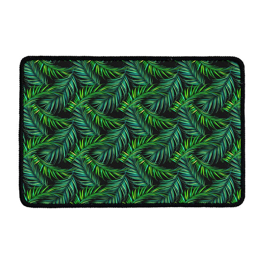 Night Tropical Palm Leaves Pattern Print Kitchen Mat