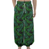 Night Tropical Palm Leaves Pattern Print Lantern Pants