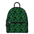 Night Tropical Palm Leaves Pattern Print Leather Backpack