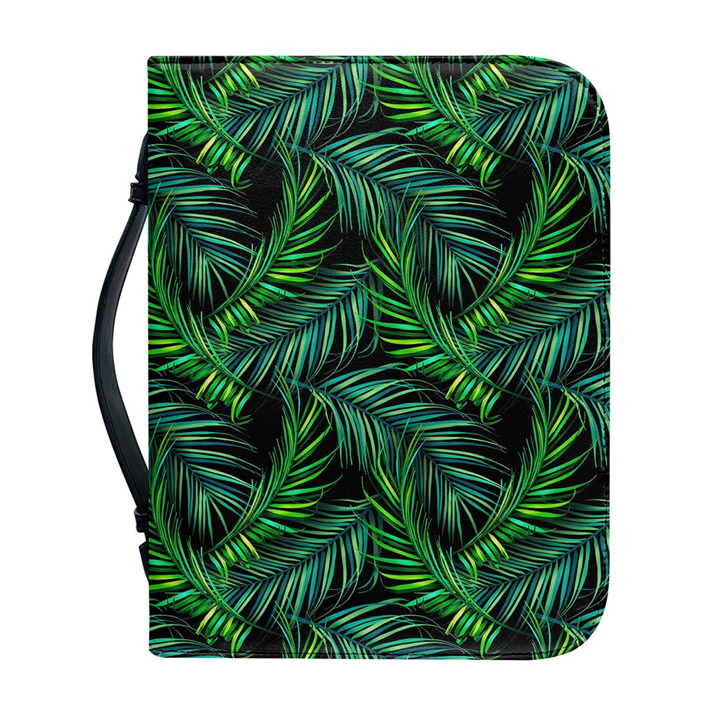 Night Tropical Palm Leaves Pattern Print Leather Bible Cover