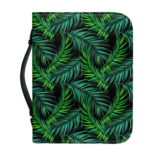 Night Tropical Palm Leaves Pattern Print Leather Bible Cover