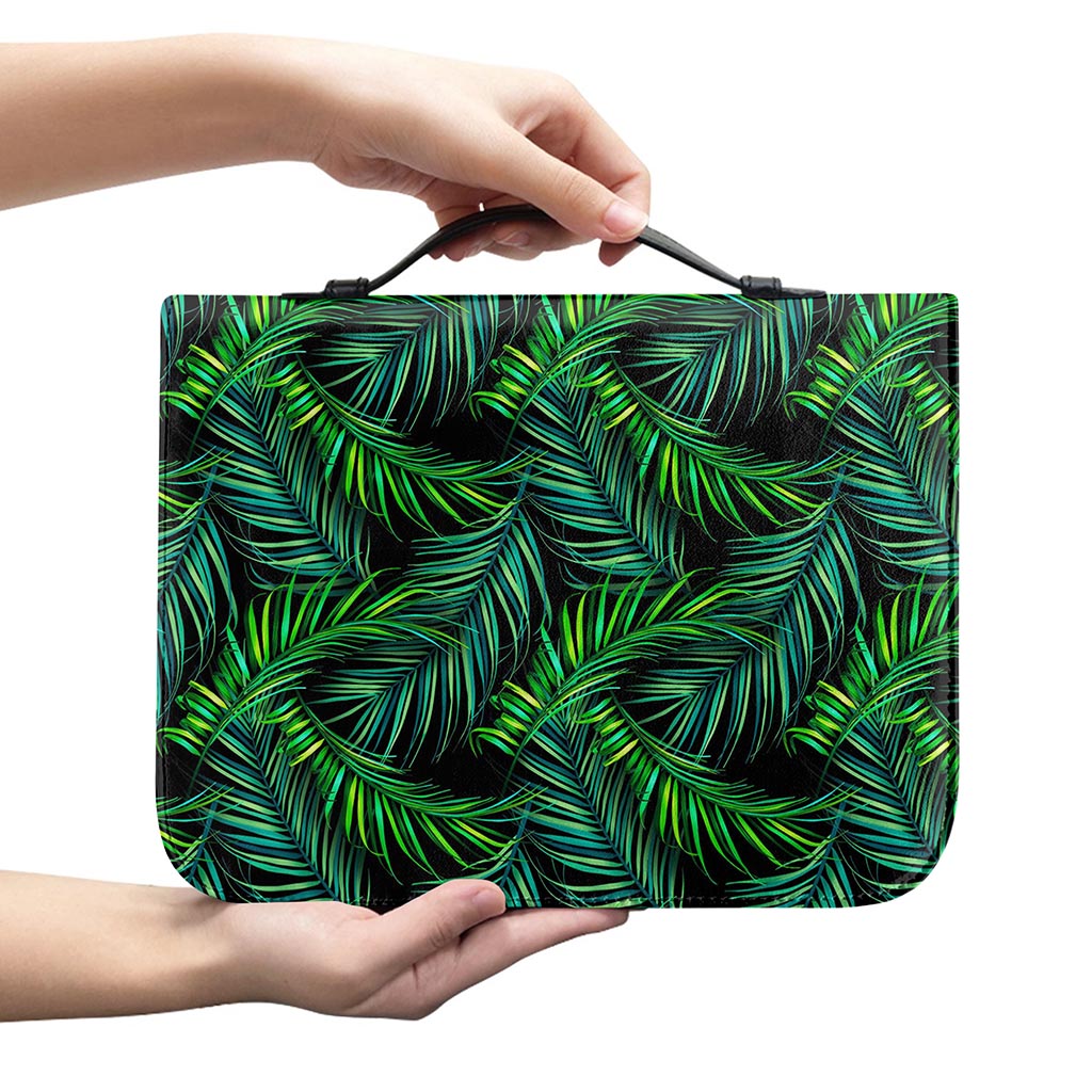 Night Tropical Palm Leaves Pattern Print Leather Bible Cover