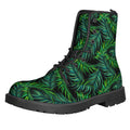 Night Tropical Palm Leaves Pattern Print Lace-Up Boots