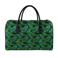Night Tropical Palm Leaves Pattern Print Leather Duffel Bag
