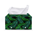 Night Tropical Palm Leaves Pattern Print Leather Tissue Box Cover