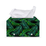 Night Tropical Palm Leaves Pattern Print Leather Tissue Box Cover