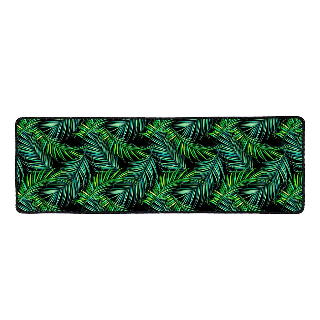 Night Tropical Palm Leaves Pattern Print Long Kitchen Mat