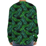 Night Tropical Palm Leaves Pattern Print Long Sleeve Baseball Jersey