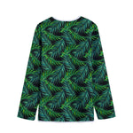 Night Tropical Palm Leaves Pattern Print Long Sleeve Short Coat