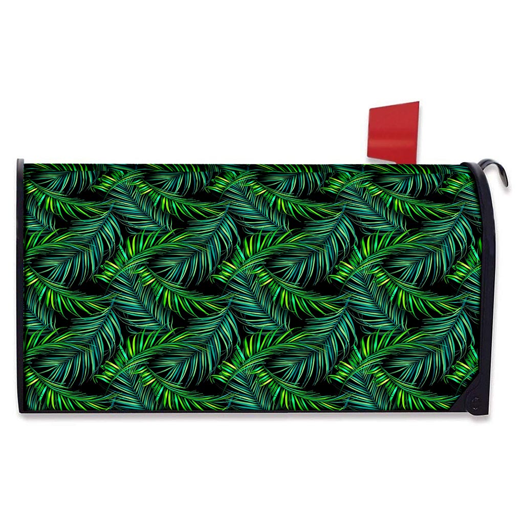Night Tropical Palm Leaves Pattern Print Mailbox Cover