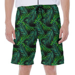 Night Tropical Palm Leaves Pattern Print Men's Beach Shorts