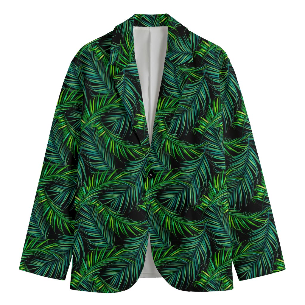 Night Tropical Palm Leaves Pattern Print Men's Blazer