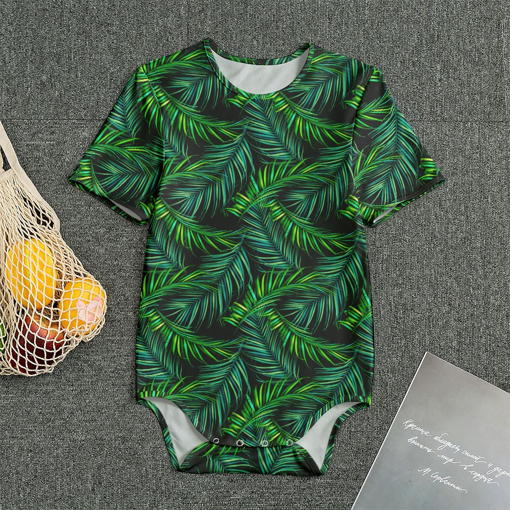 Night Tropical Palm Leaves Pattern Print Men's Bodysuit