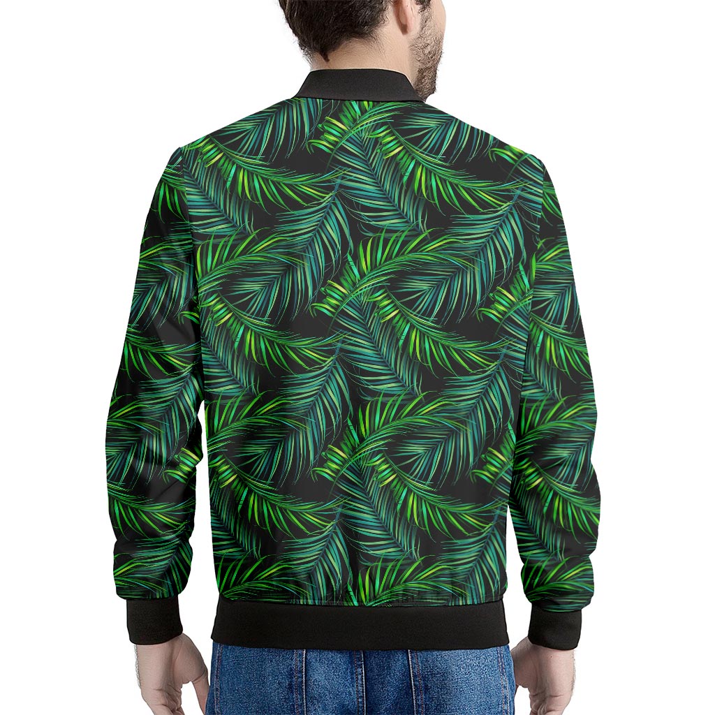 Night Tropical Palm Leaves Pattern Print Men's Bomber Jacket