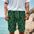 Night Tropical Palm Leaves Pattern Print Men's Cargo Shorts