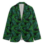 Night Tropical Palm Leaves Pattern Print Men's Cotton Blazer