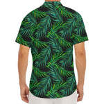 Night Tropical Palm Leaves Pattern Print Men's Deep V-Neck Shirt