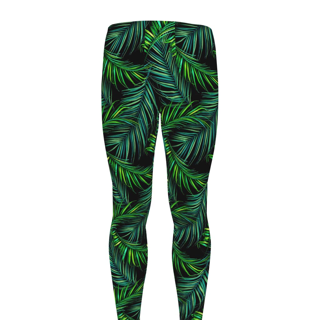 Night Tropical Palm Leaves Pattern Print Men's leggings