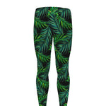 Night Tropical Palm Leaves Pattern Print Men's leggings