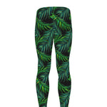 Night Tropical Palm Leaves Pattern Print Men's leggings