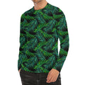 Night Tropical Palm Leaves Pattern Print Men's Long Sleeve Rash Guard