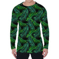 Night Tropical Palm Leaves Pattern Print Men's Long Sleeve T-Shirt