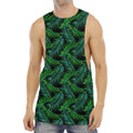 Night Tropical Palm Leaves Pattern Print Men's Muscle Tank Top