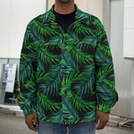 Night Tropical Palm Leaves Pattern Print Men's Shirt Jacket