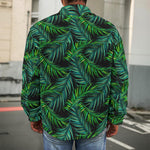 Night Tropical Palm Leaves Pattern Print Men's Shirt Jacket