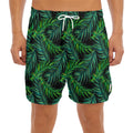 Night Tropical Palm Leaves Pattern Print Men's Split Running Shorts