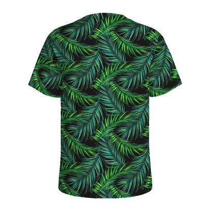 Night Tropical Palm Leaves Pattern Print Men's Sports T-Shirt
