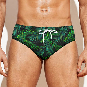 Night Tropical Palm Leaves Pattern Print Men's Swim Briefs