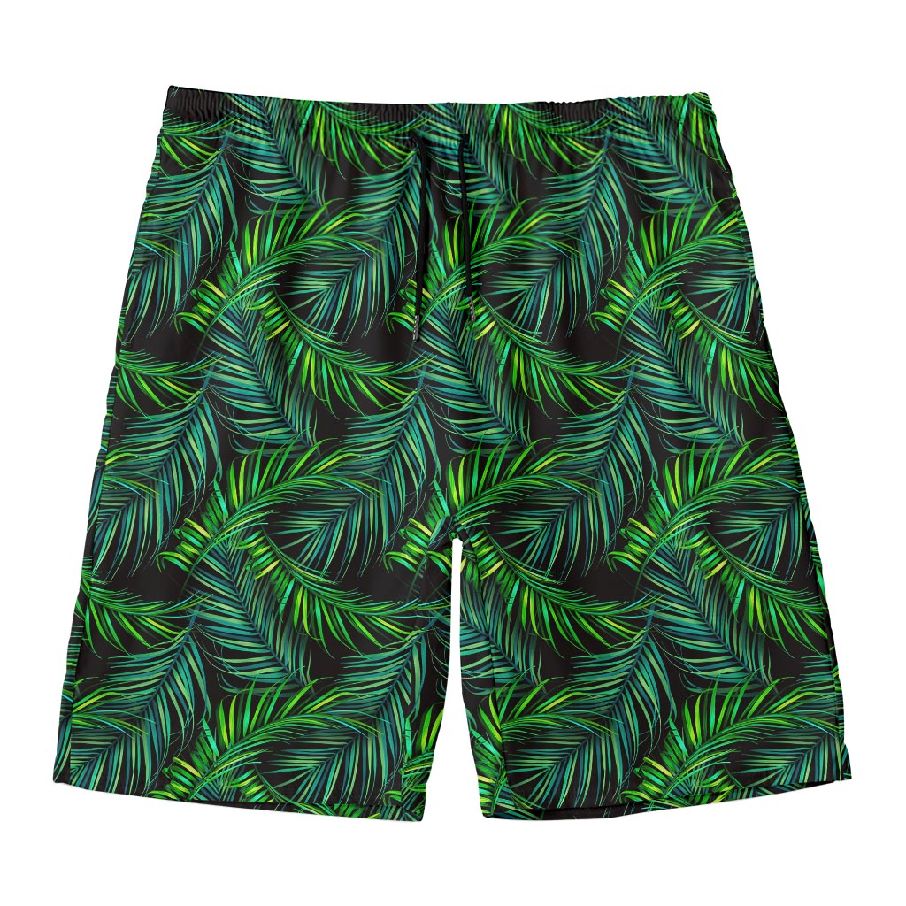 Night Tropical Palm Leaves Pattern Print Men's Swim Trunks